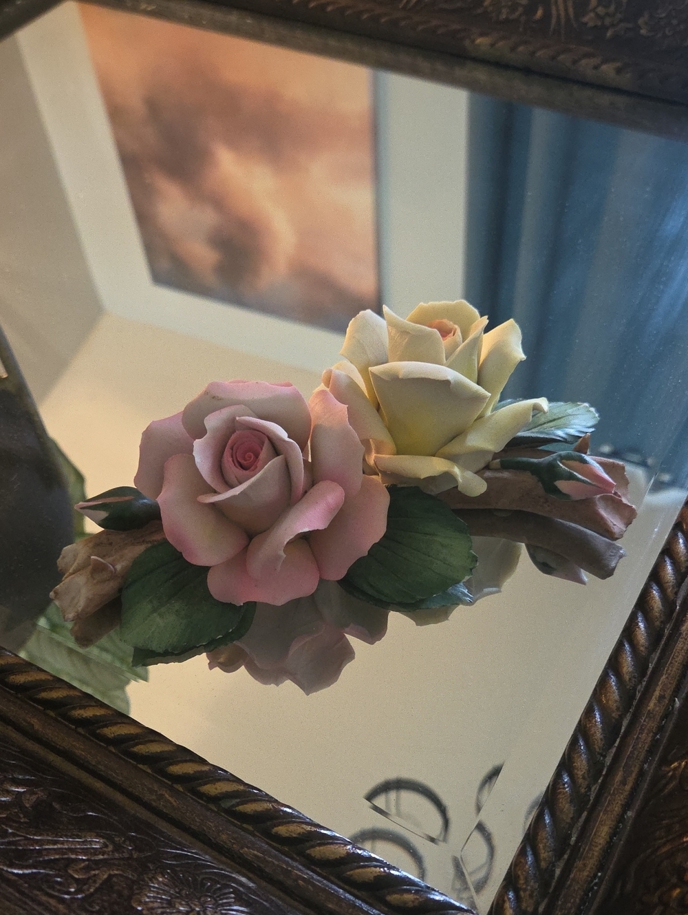 Porcelain Rose Floral Accent - Pink and Cream
